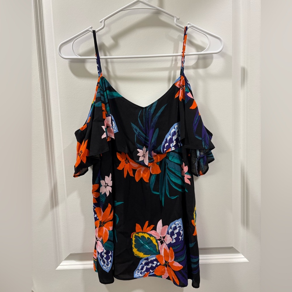Old Navy Tropical Floral Print Ruffled Tank Top